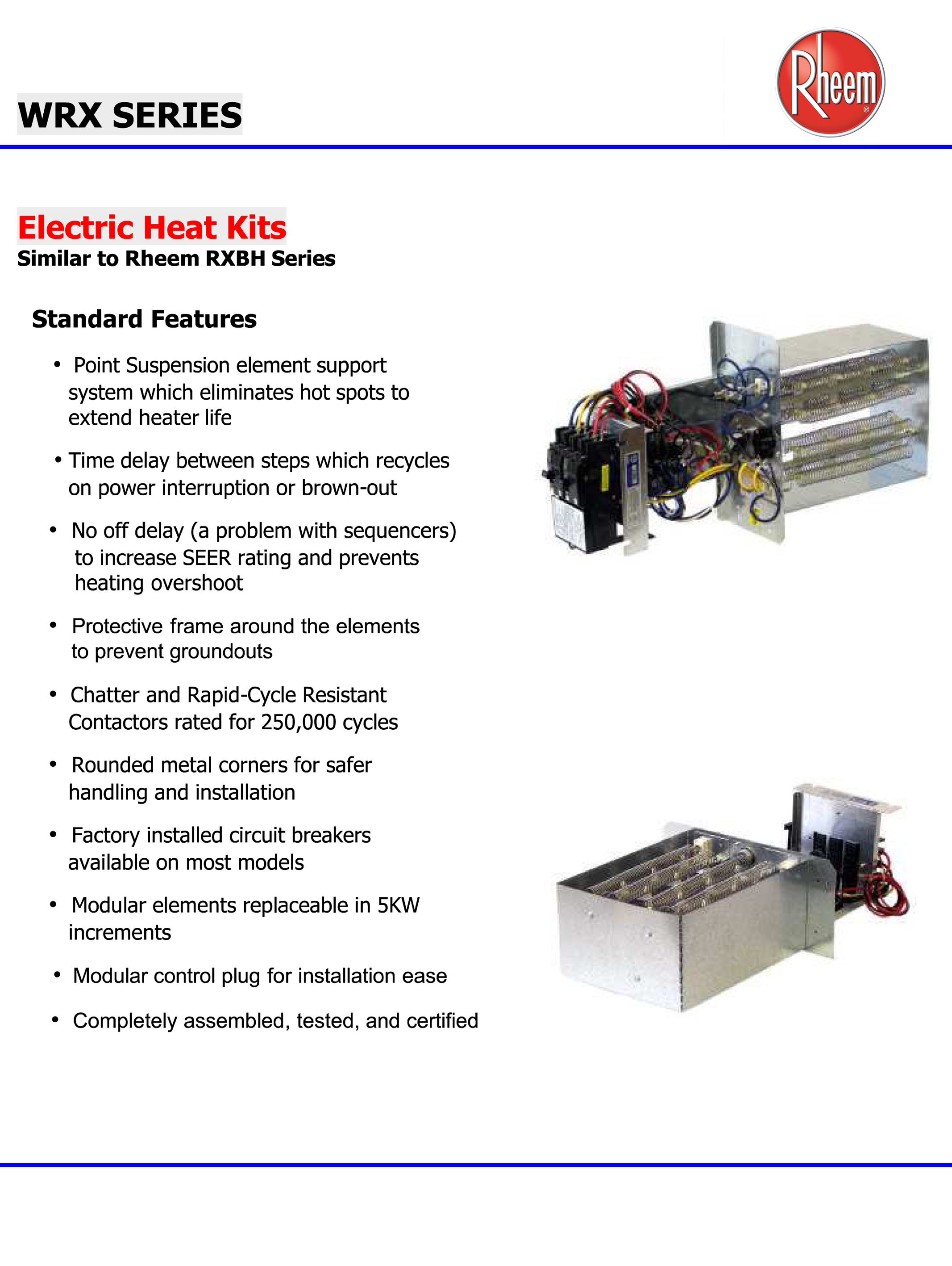 10 KW heat strip for Rheem Endeavor air handlers RH1PZ, RH2TZ, RXBH-1724B10J-1, WRX1002I