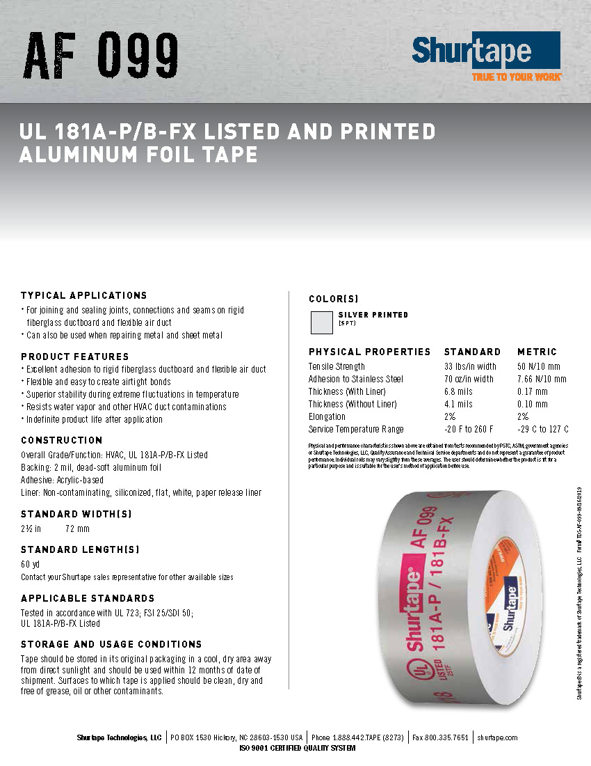 Silver UL Rated Aluminum HVAC Duct Tape