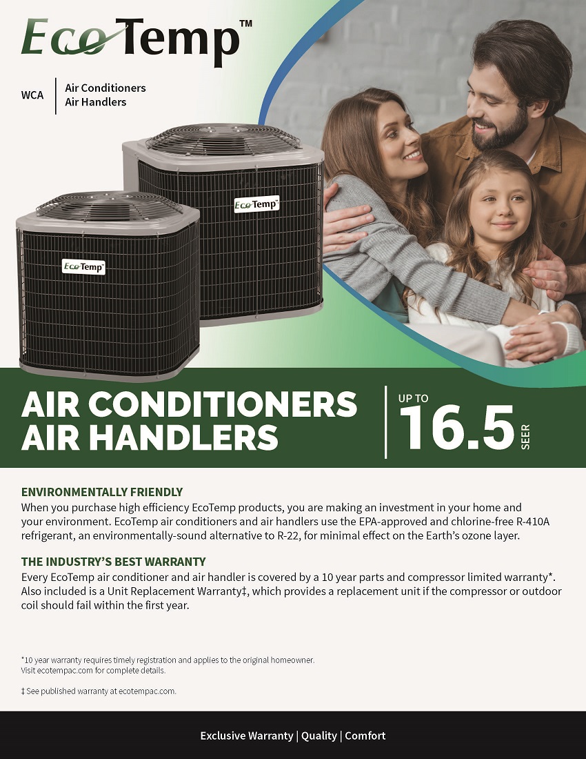 3 Ton EcoTemp 14 SEER Central System WCA4364GKA, WAHL364B (Closeout Special!) (F)