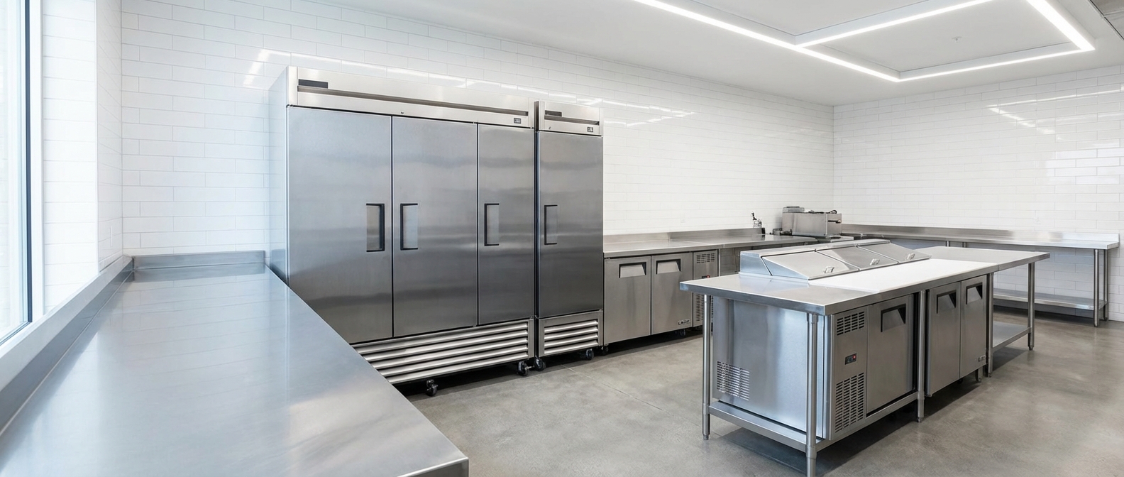 Modern commercial kitchen refrigeration lineup