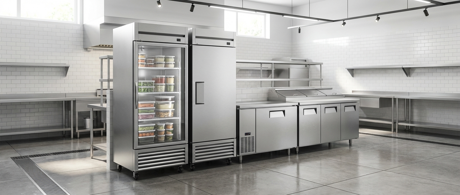 Modern commercial kitchen refrigeration lineup