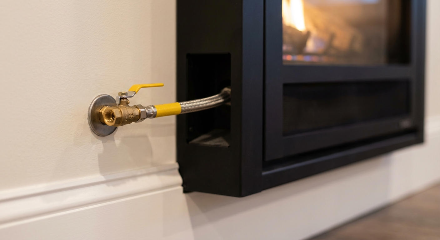 Installation reality: gas line and shutoff valve