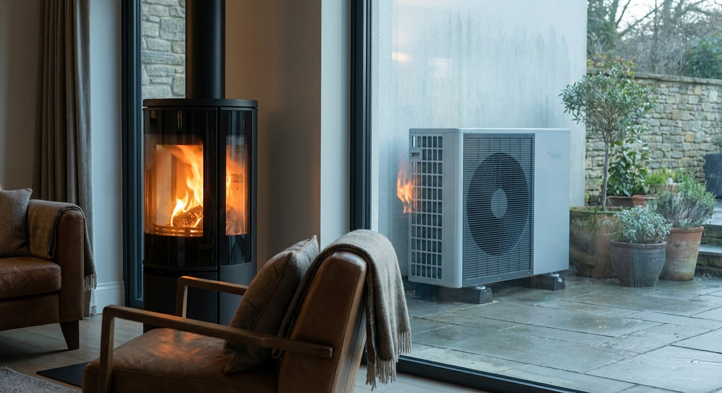 Efficiency & alternatives: stove + heat pump outdoor unit