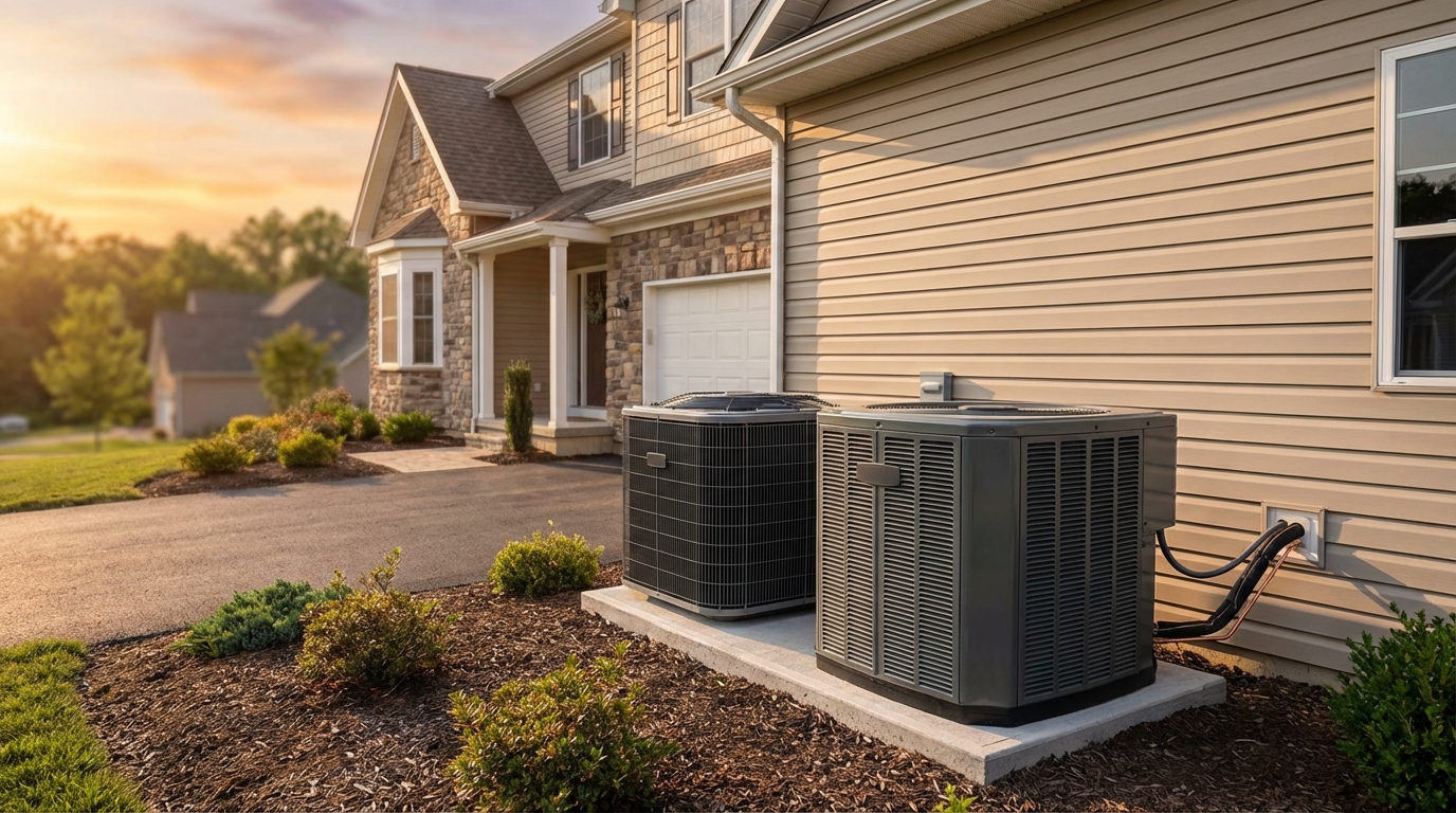 AC vs Heat Pump Home Exterior