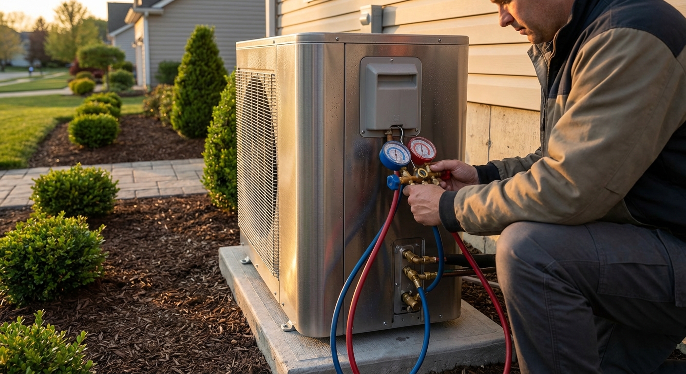 Efficient outdoor unit and refrigerant service