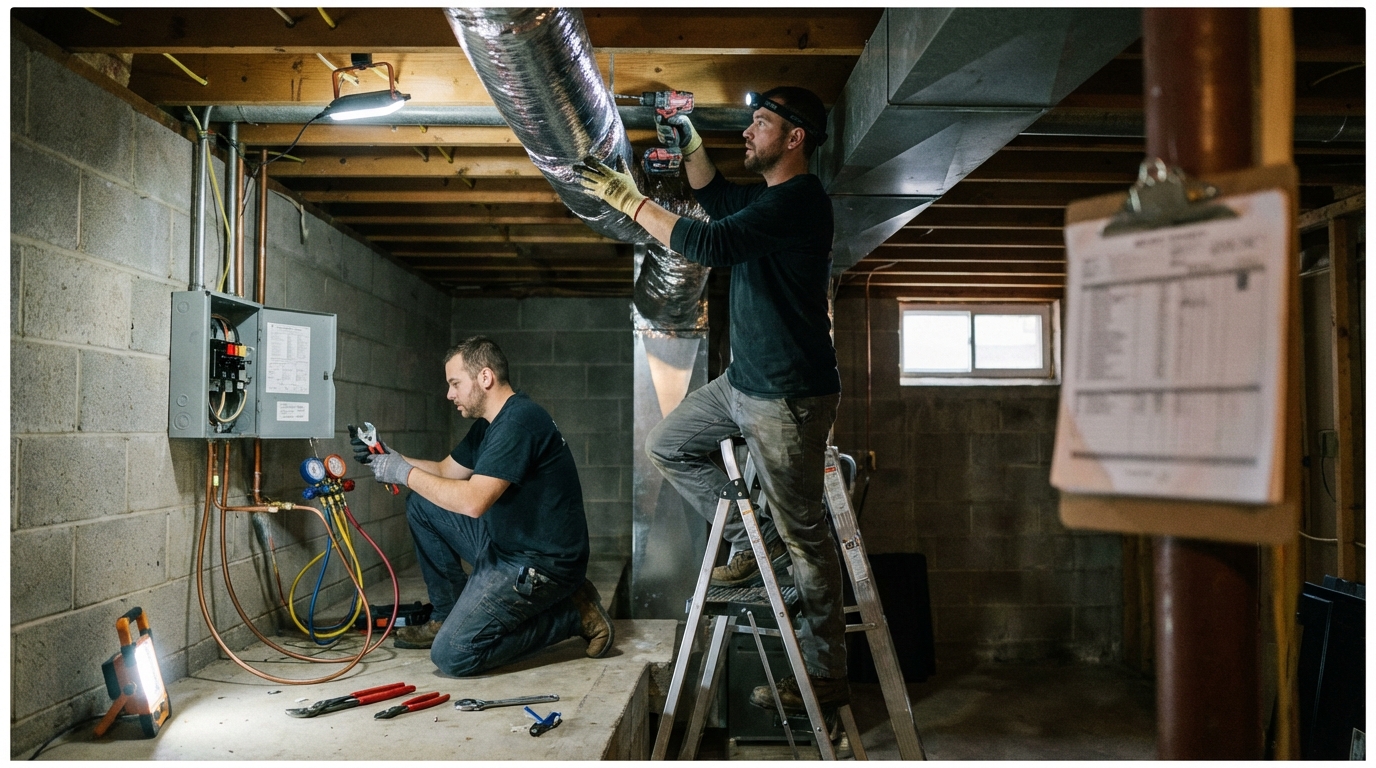 Labor drivers: ductwork + electrical + lines