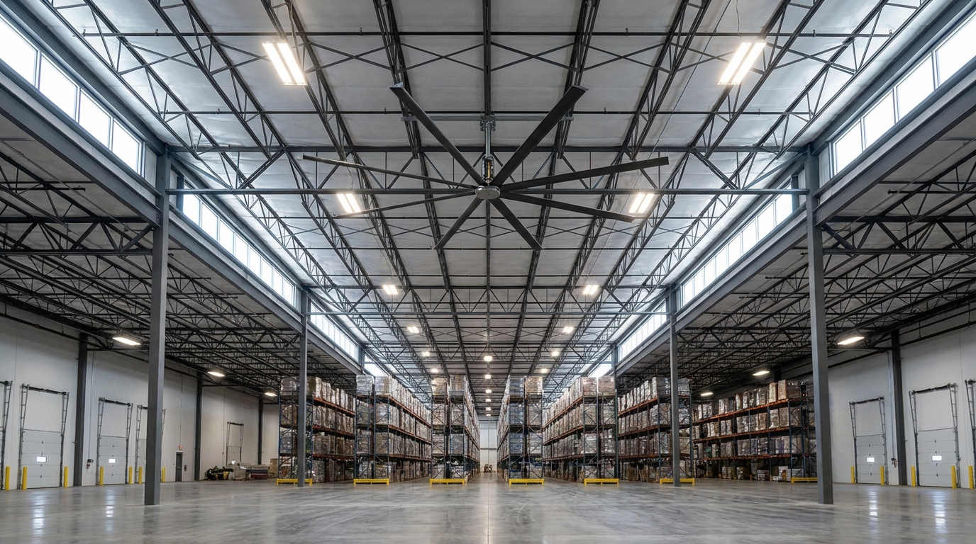 HVLS fan in large warehouse