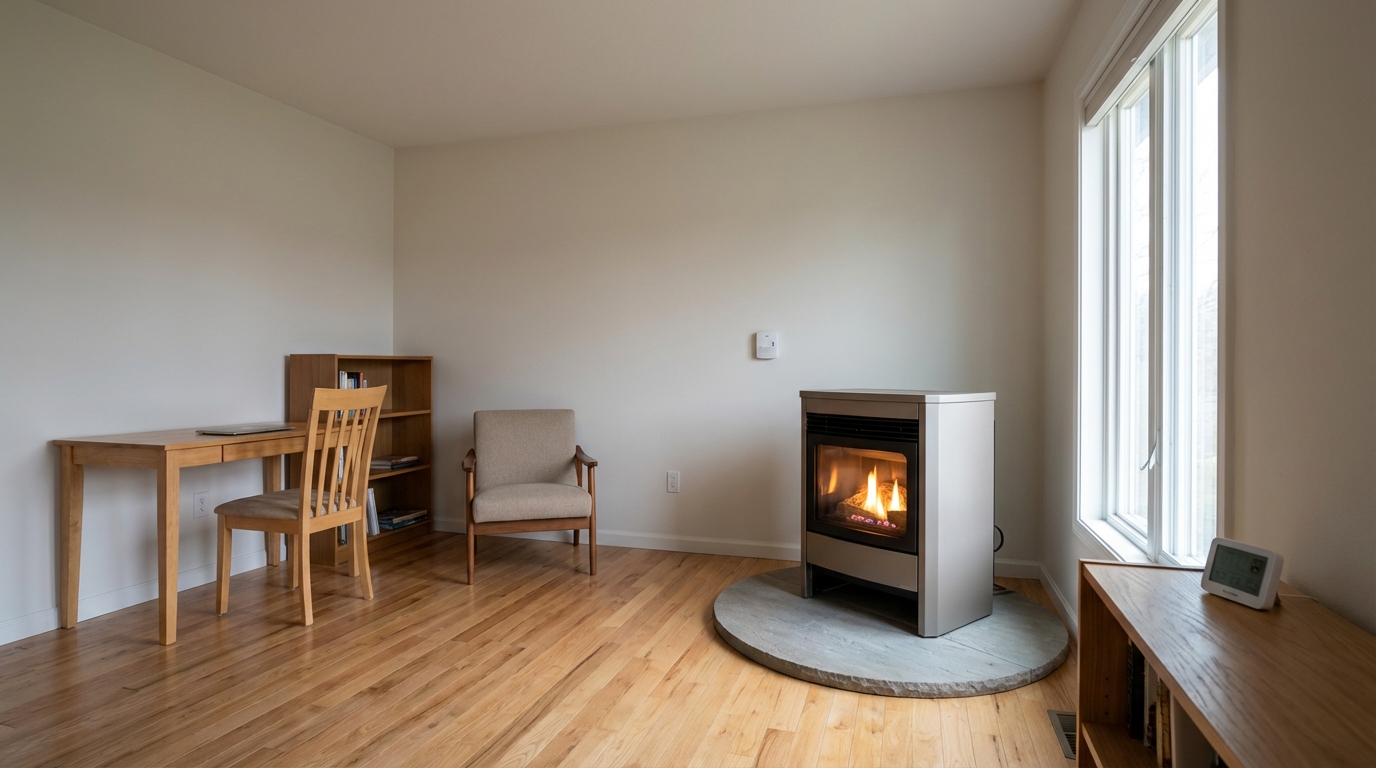 Best rooms: compact den with safe clearances