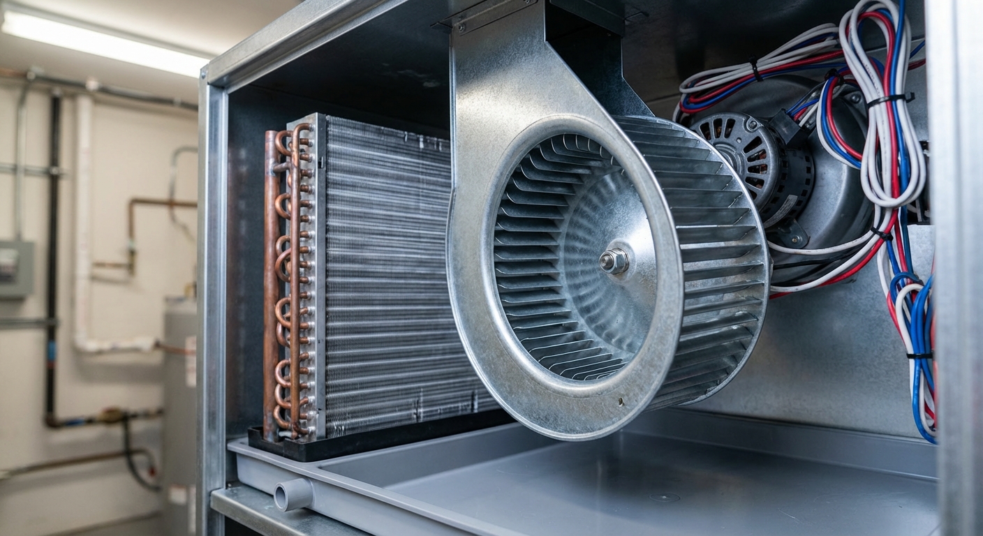 Inside components: blower and coil detail