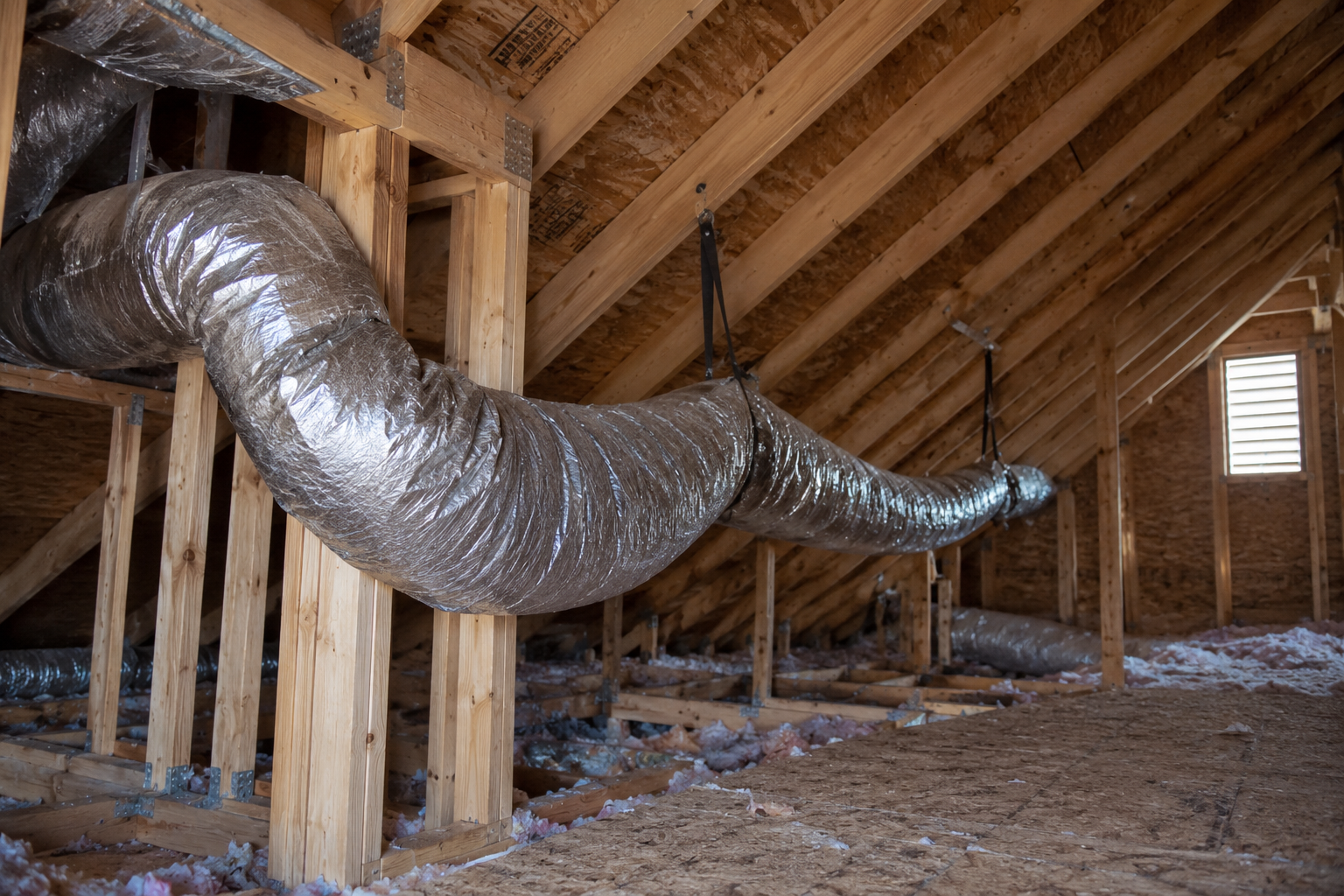 Kink and sag in an installed flex duct run