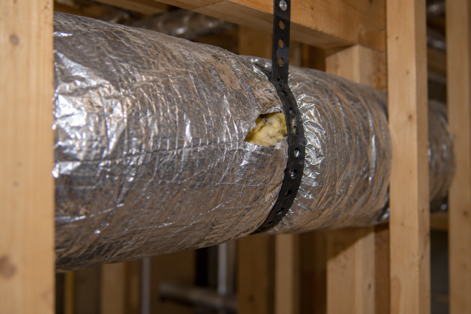 Insulation compressed at a support