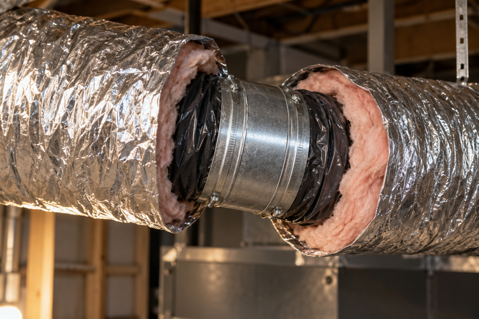Exposed flex duct splice