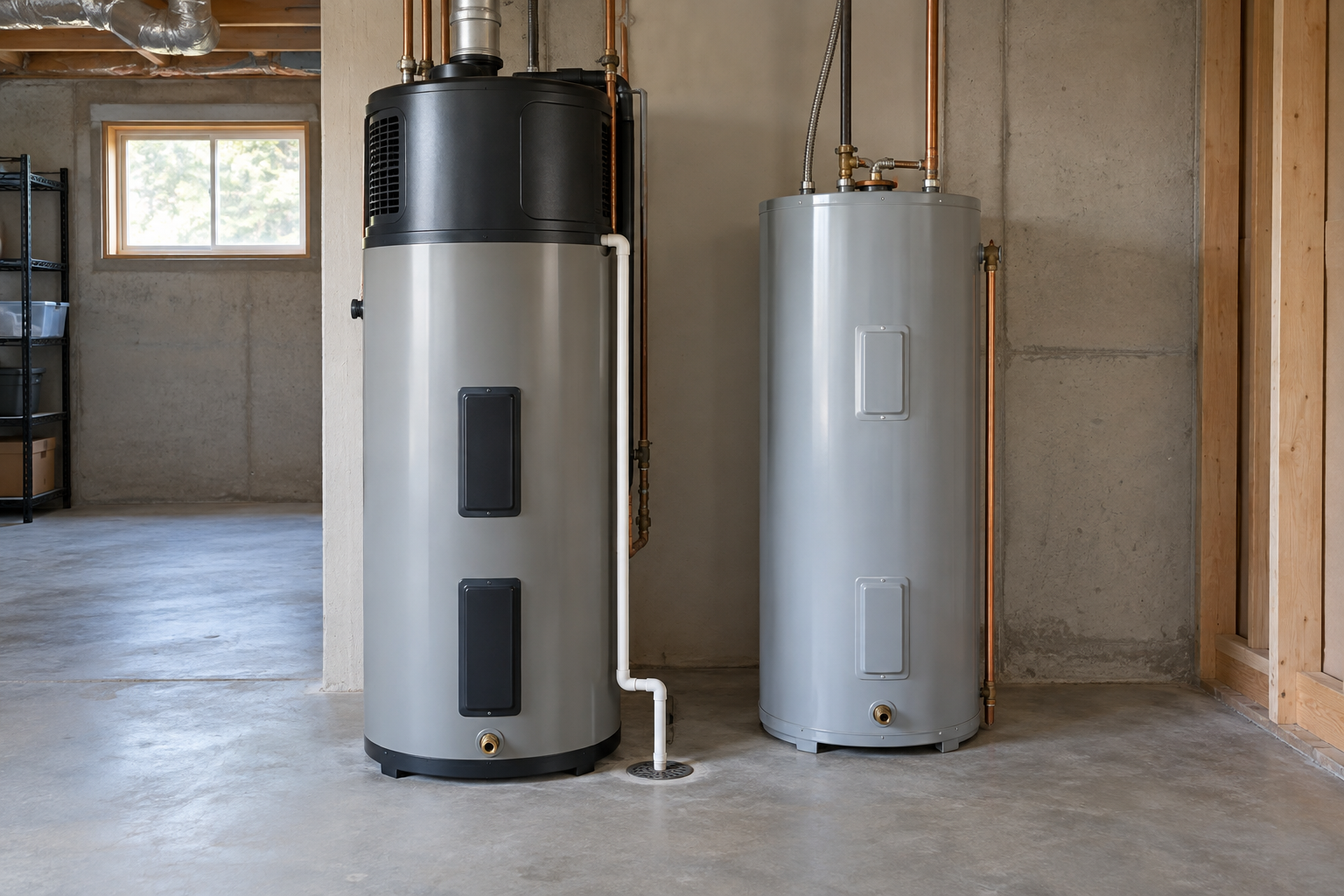 Two water heaters, two installation needs