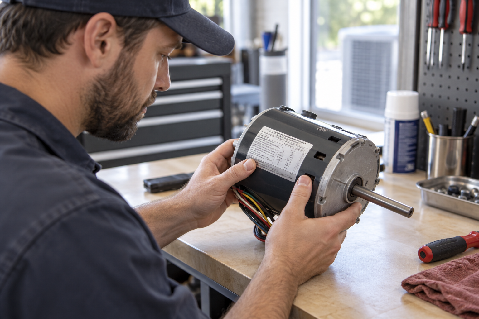 Checking a fan motor label