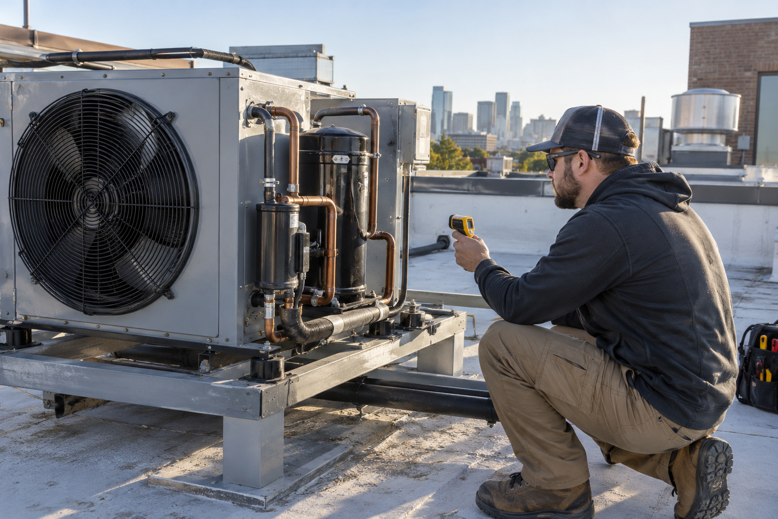 Checking the condensing unit