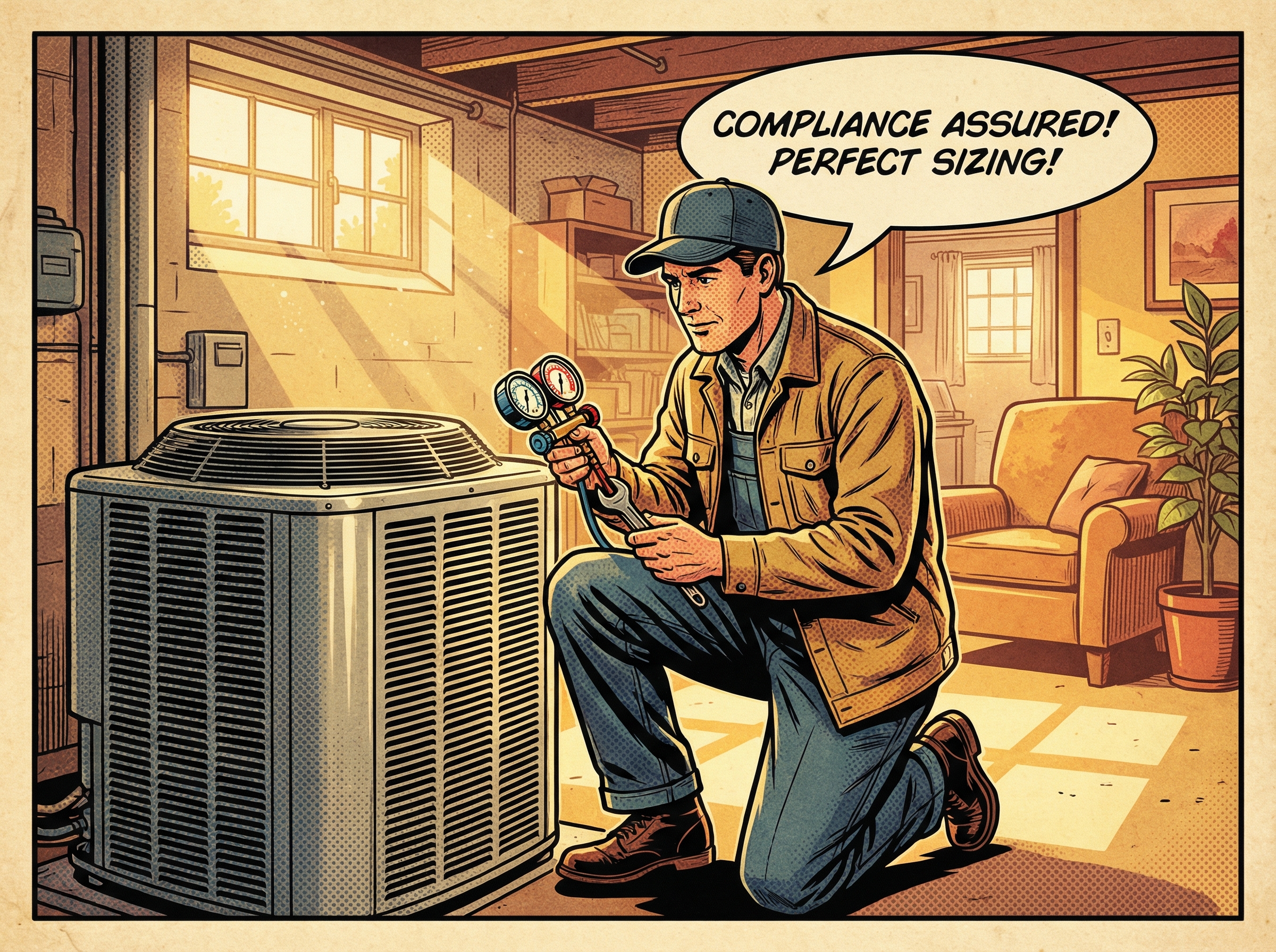 A skilled HVAC technician is carefully measuring and adjusting a central air conditioning unit installed in a suburban home