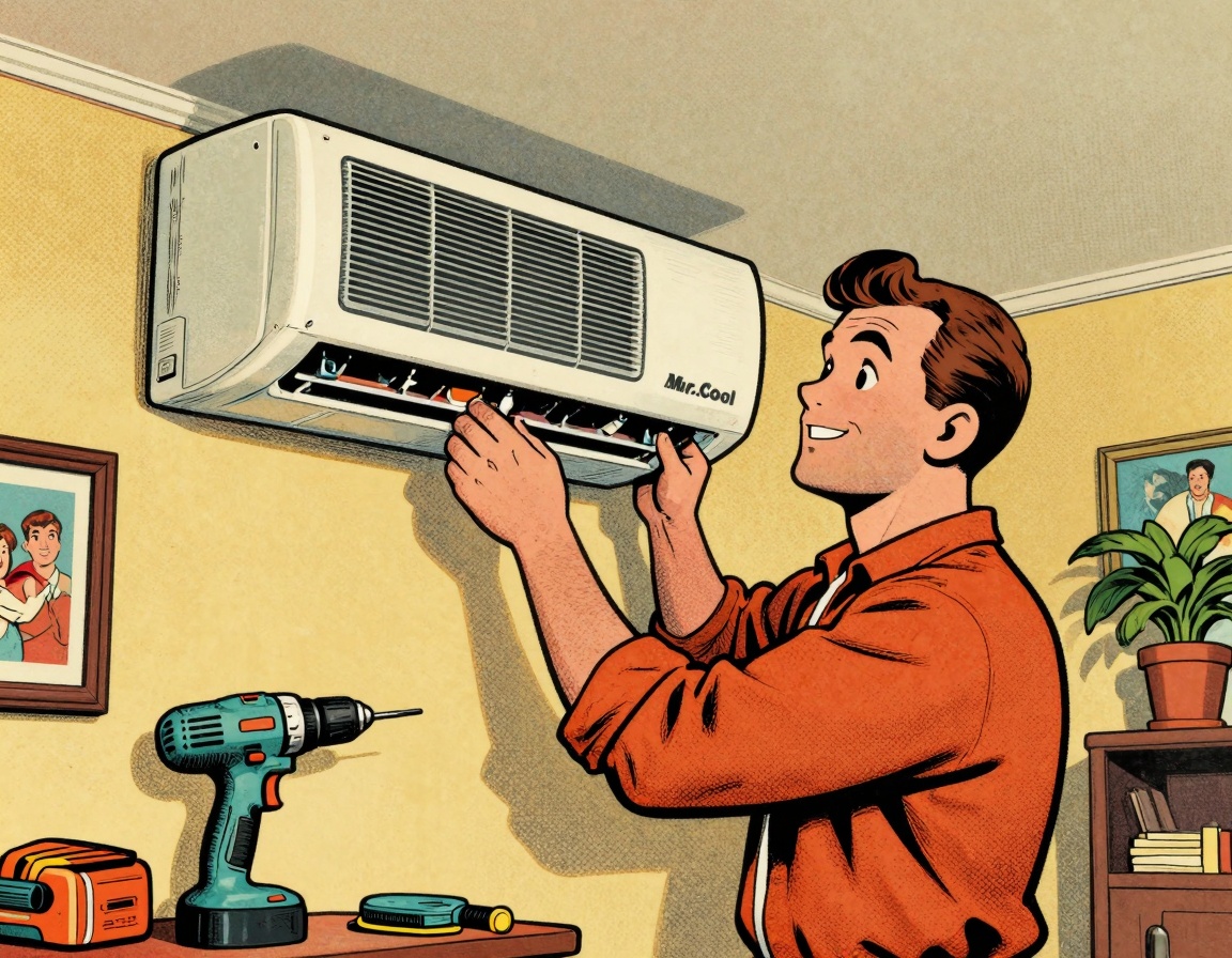 An enthusiastic homeowner confidently installing a Mr