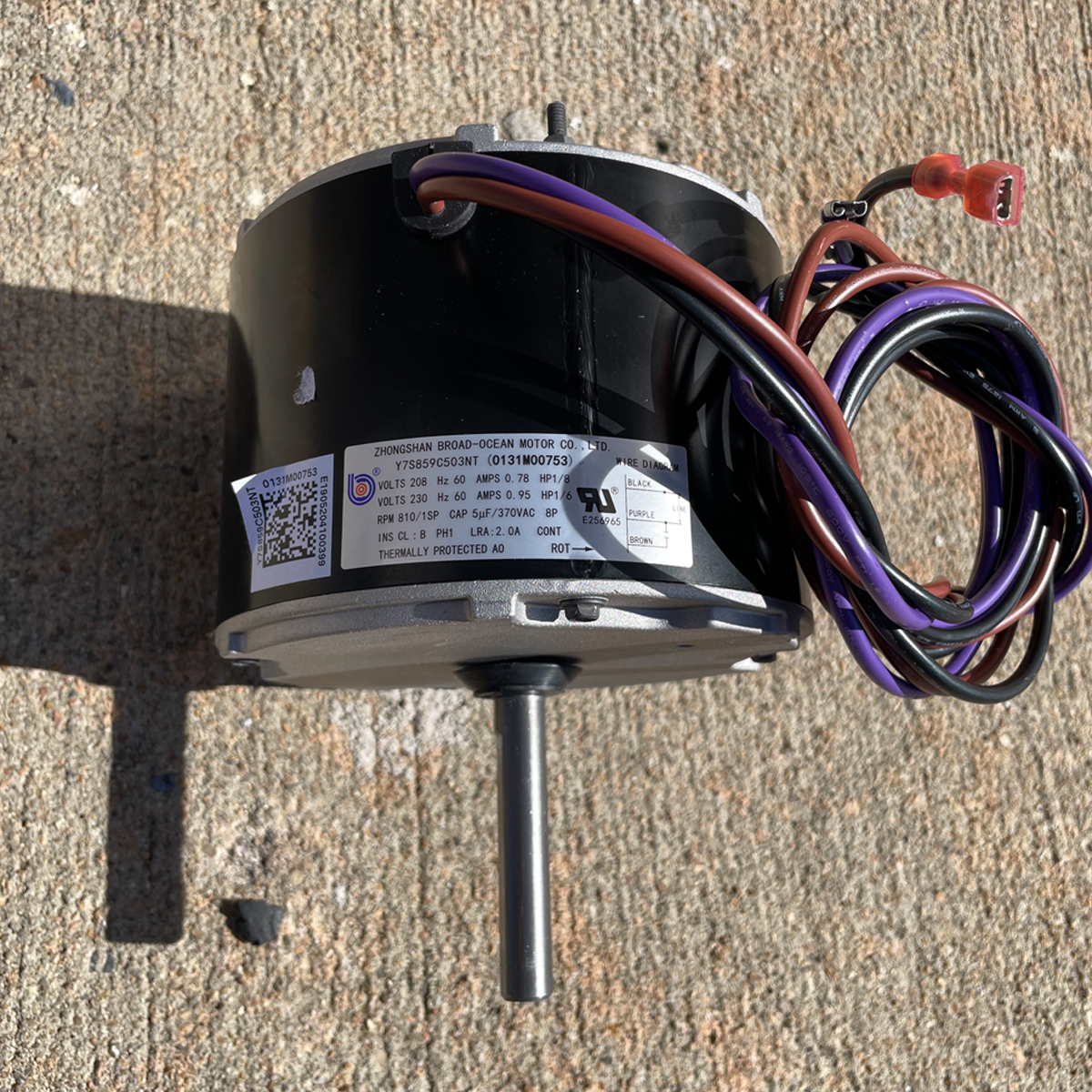Outdoor Condenser Fan Motor 1/6-1/8 HP 810RPM CCW (Fits Goodman GSX140361), 0131M00753 (T)