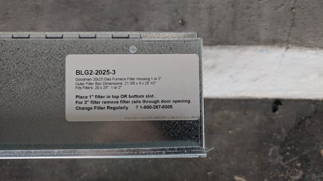 Amana, Goodman 90%+ Furnace External Filter Rack BLG2-2025