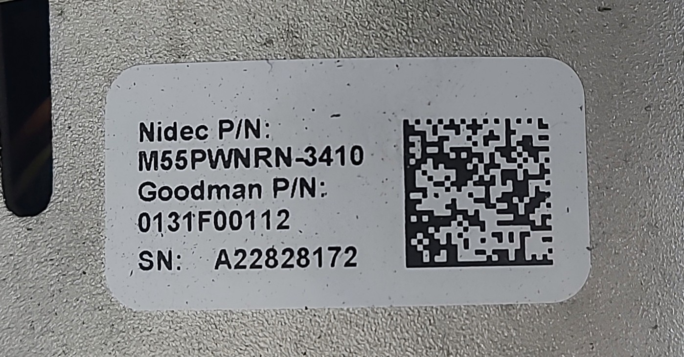 (Goodman) Blower Assembly w/ 1/2HP Motor, 0131F00112 + Control Module, 0131F00246 + Wheel, 0150M00061 + Housing (F)
