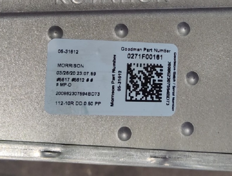 (Goodman) Blower Assembly w/ 0131M00272 Motor, 0271F00161 Housing, 03-55518 Wheel (F)