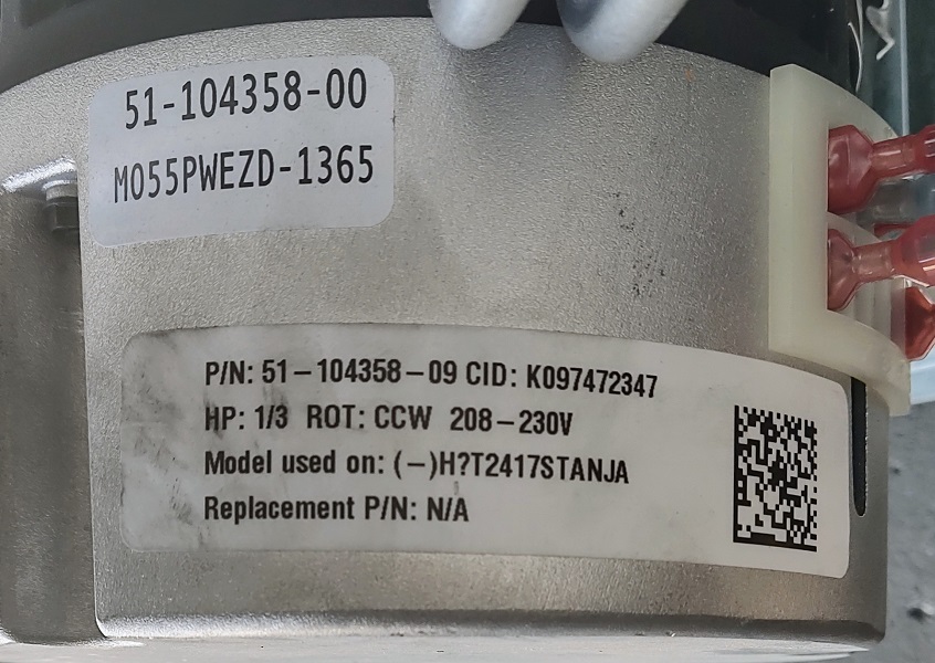 Rheem Blower Assembly w/ ECM motor, 51-104358-09 + Housing/Wheel, 70-101729-02 + Transformer + Control Board (F)