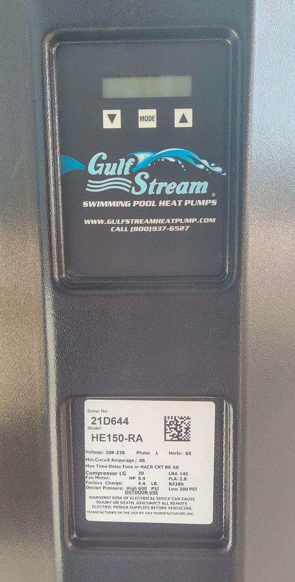 GulfStream Pool & Spa Heat Pump 140,000 BTU Electric Heater HE150-R-A (D644)(F)