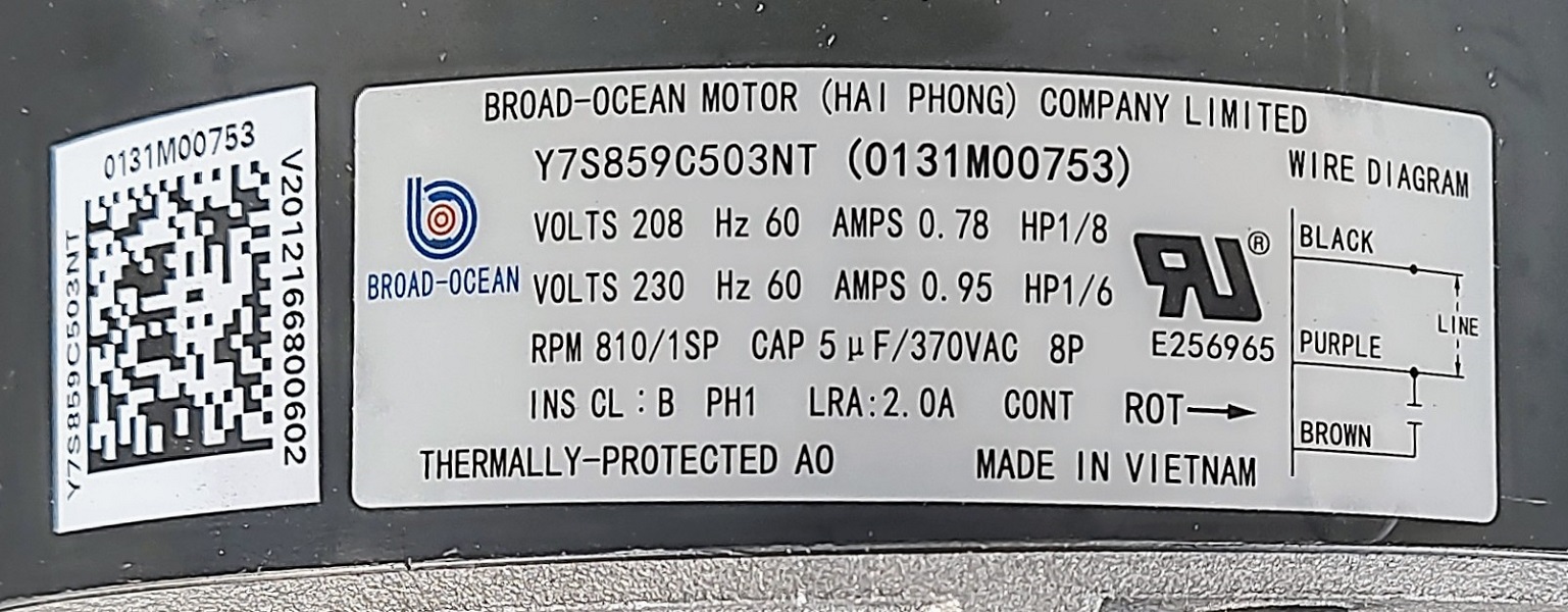 Goodman Condenser 810 RPM Motor,  0131M00753 (F)