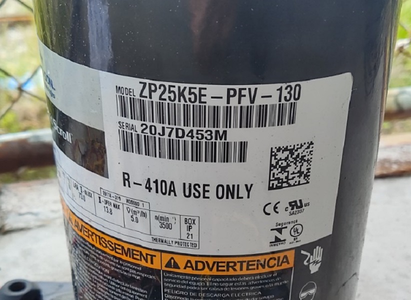 2.0+ Ton Copeland Scroll Compressor ZP25K5EPFV830 (453M)(F)