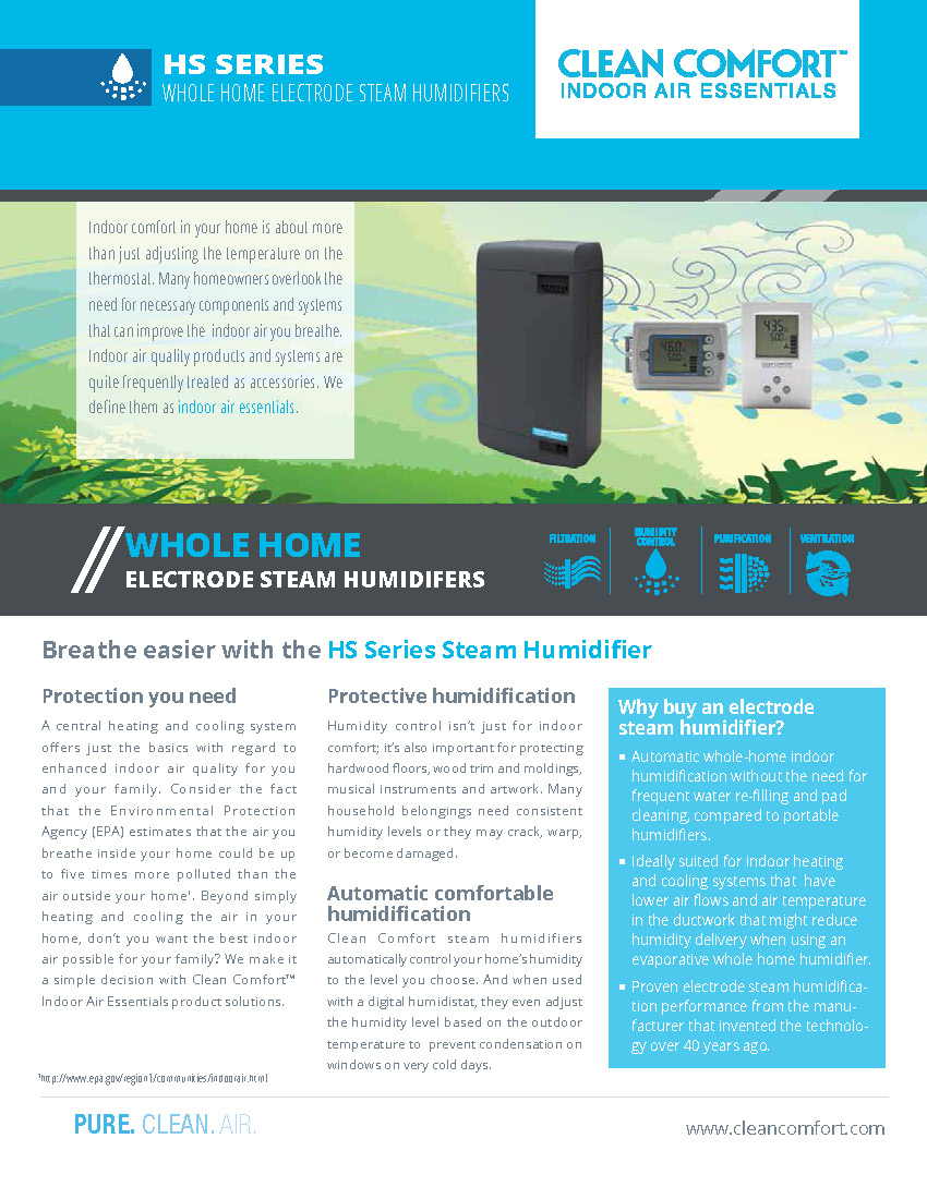 Steam Humidifier Whole-House Clean Comfort 25-29 GPD Model HS2529