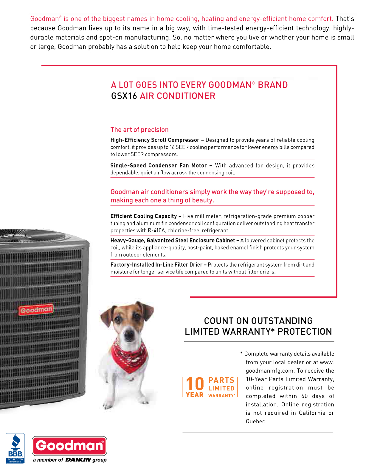 135036 Ton Goodman 16 SEER 80% or 96% AFUE 40K BTU