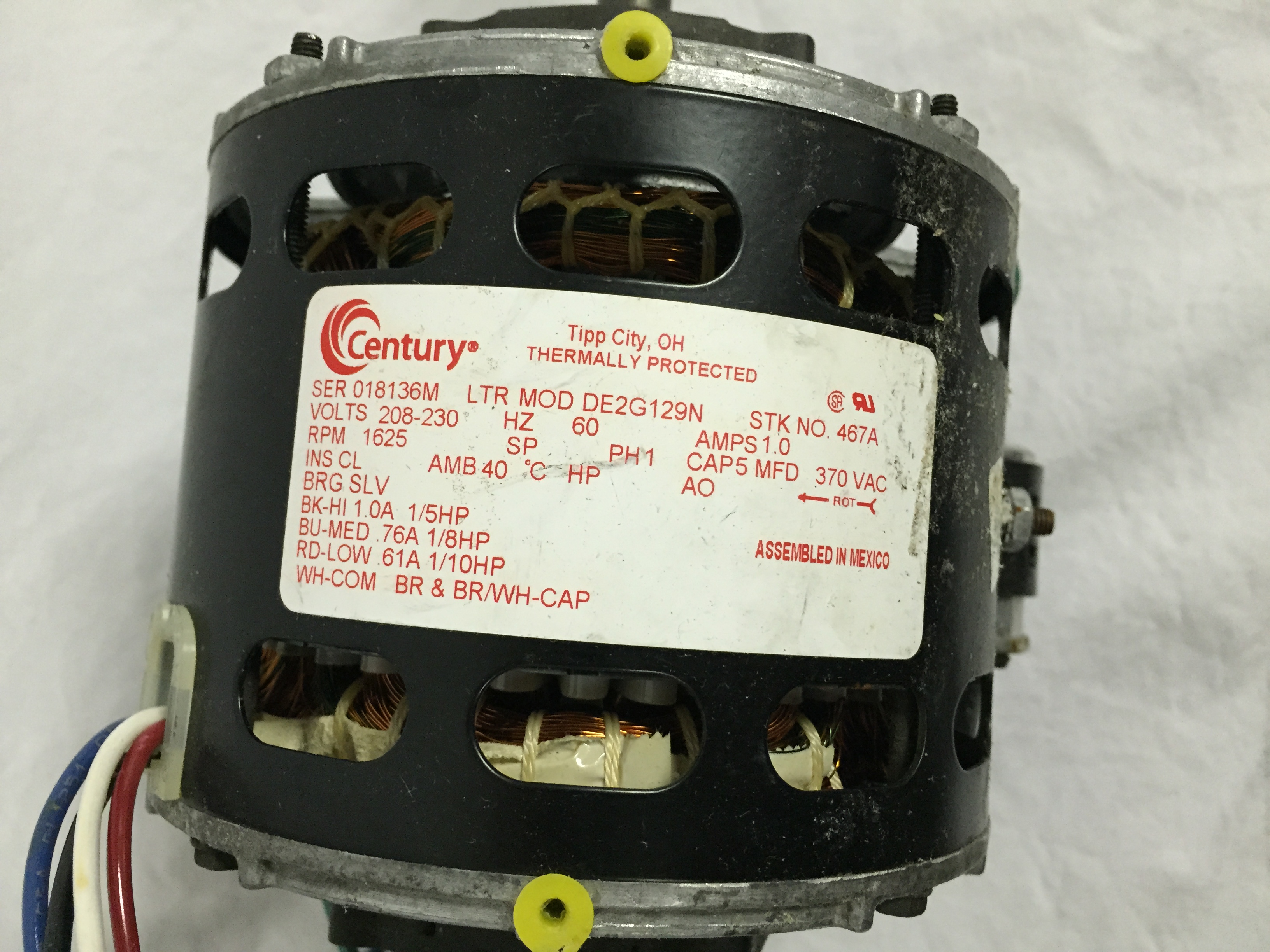 Double Shaft Fan & Blower Motor 1/5-1/10HP 1625RPM 208-230v